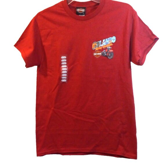 Harley Davidson Orlando Florida T Shirt Mens Small Red Biker Motorcycle Tee - Picture 8 of 14